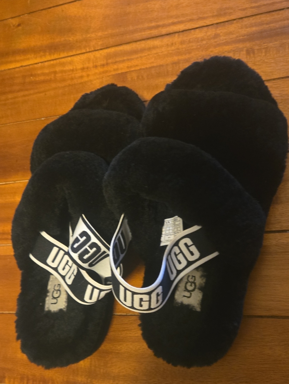 UGG Women's Black Slippers fuzzy black 8 slip on